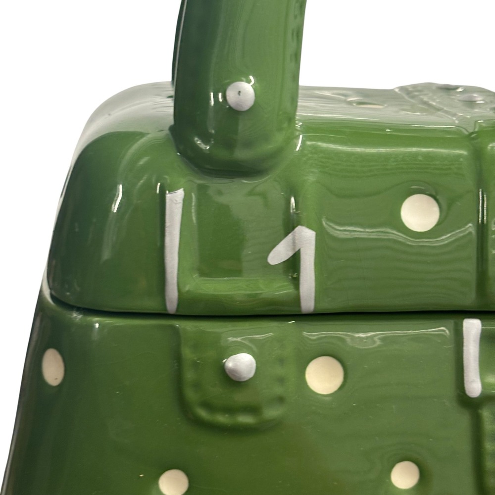 Temp‎ Tations Green Polka Dot Handbag Shaped Ceramic Cookie Jar with Lid - Picture 10 of 12